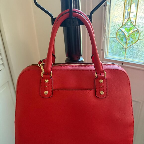 Michael Kors Red/Orange Satchel with Gold Accents - Picture 4 of 6